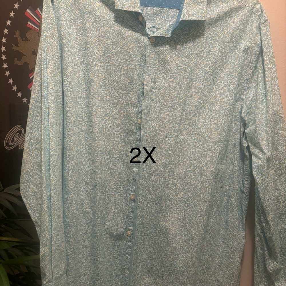Perry Ellis Blue Casual Button Down Shirt